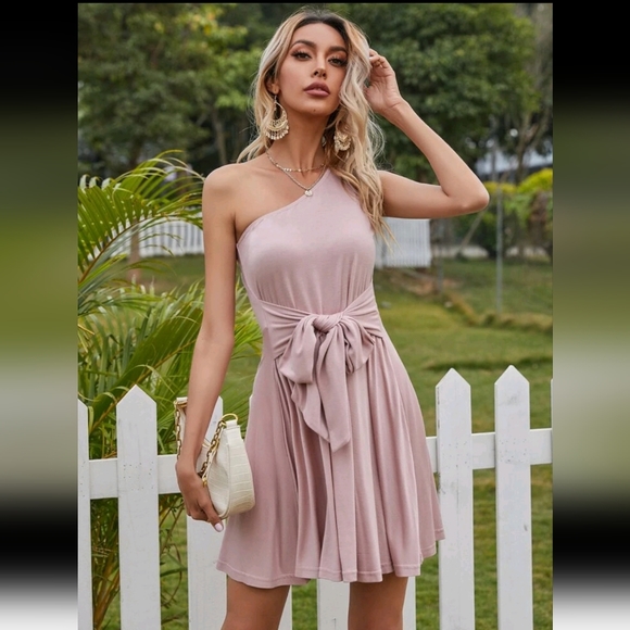 One Shoulder Tie Front Dress - Picture 4 of 5